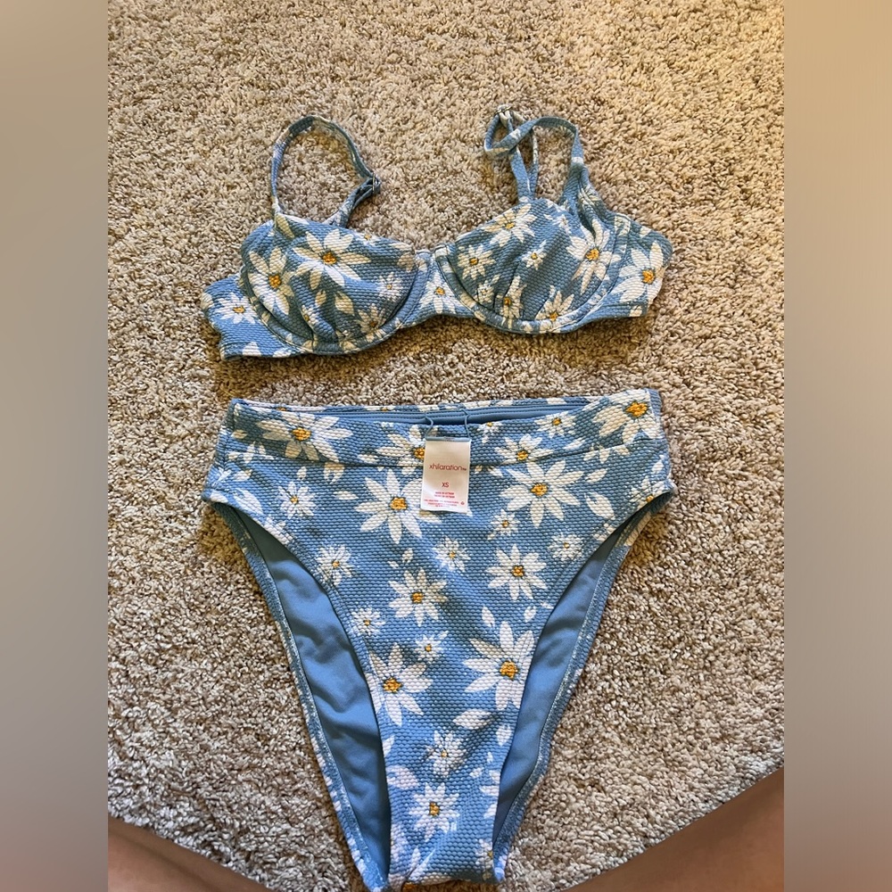 Xhilaration Blue Floral Bikini Set